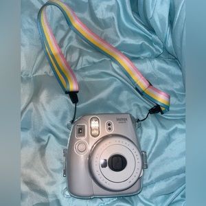 Smokey white Polaroid Instax mini 9/ Clear case with Rainbow strap